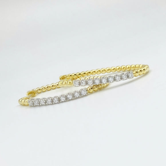 Gold with Diamond Strand Hoops - Oval