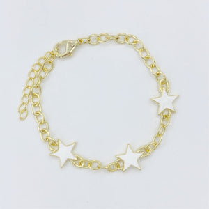 Enamel Star Link Bracelet - White