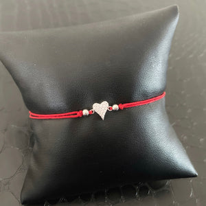 Red String Heart Bracelet - Silver or Gold