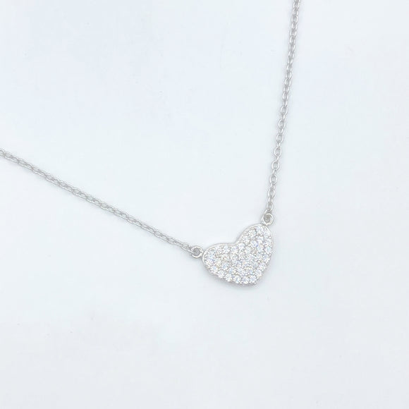 Pave Heart Necklace 3.0 - Silver