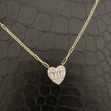 Paperclip Baguette Heart Necklace - Gold