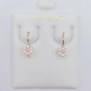 White/Pink Enamel Flower French-wires