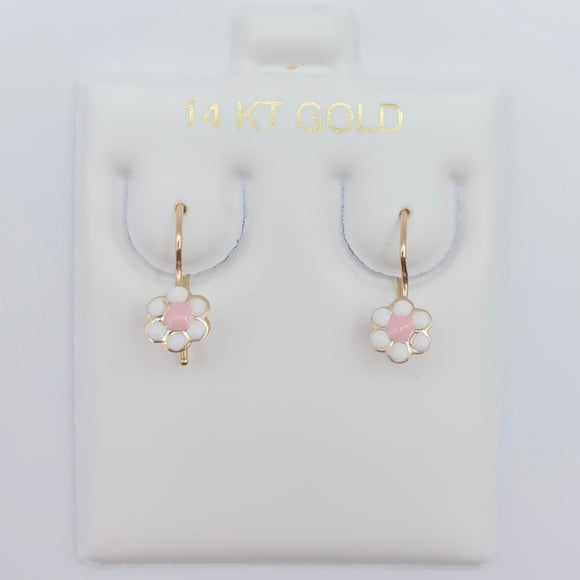 White/Pink Enamel Flower French-wires