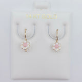 White/Pink Enamel Flower French-wires