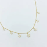 Studded Star Drop Choker Necklace- Gold or Silver