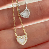 Petite Mother of Pearl Heart Necklace - Gold or Silver