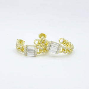 Diamond Baguette Cable Hoops - Small