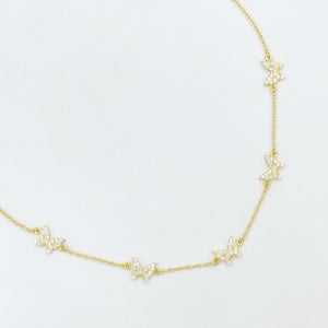 Diamond Butterfly Choker Necklace- Gold or Silver