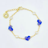 Heart & Diamond Enamel Bracelet - Blue/Purple