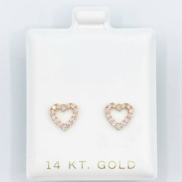 Pink Open Heart Screwbacks - Medium