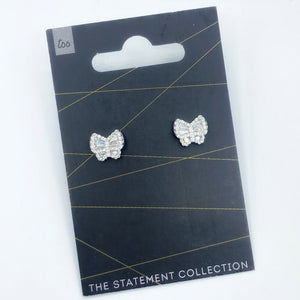 Baguette Butterfly Studs - Silver