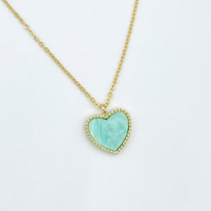 Blue Pearl Heart Necklace