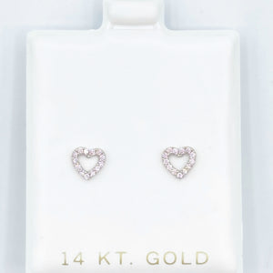 Studded Open Heart Screwbacks - White Gold or Gold