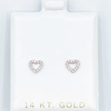 Studded Open Heart Screwbacks - White Gold or Gold