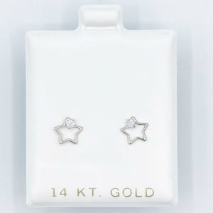 Open Star Screwbacks - White Gold