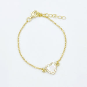 Gold over Sterling Mother of Pearl Heart Bracelet 2.0 (Infant/Baby/Gir –  The Sterling Society