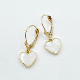 14kt Gold Mother of Pearl Heart Leverbacks