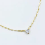 Paperclip Heart Solitaire Necklace - Gold or Silver