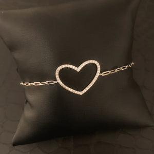Paperclip Open Heart Bracelet -  Gold or Silver