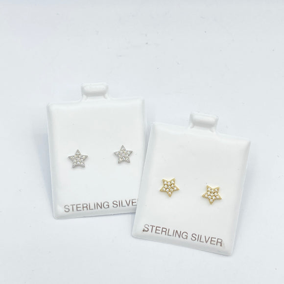 Pave Star Earrings -Silver or Gold