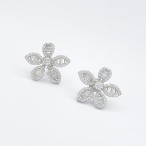 Baguette Flower Studs - Gold or Silver