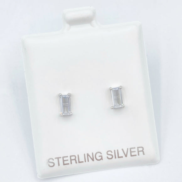 CZ Bar Studs -Silver