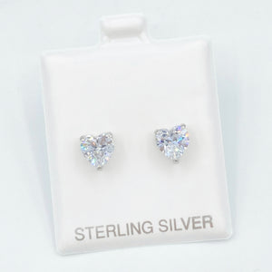 CZ Heart Studs - Large/Silver