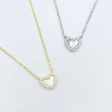 Petite Mother of Pearl Heart Necklace - Gold or Silver