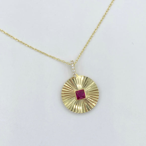 Ruby Disc Necklace