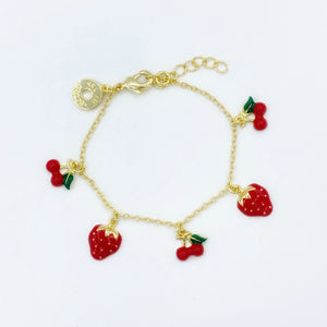 Strawberry & Cherry Enamel Bracelet